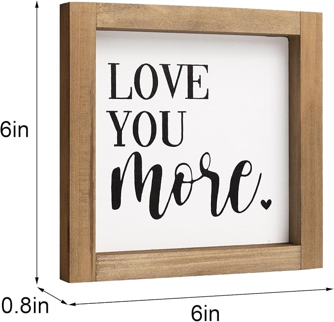 Love You More Sign, 6 Inch Wooden Romantic Valentines Day Gifts, Rustic Wall - Image 6