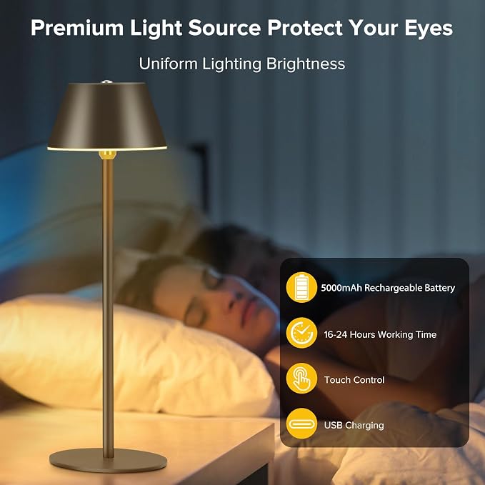 Cordless Table Lamps, LED Rechargeable Battery Operated Lamp - Image 3