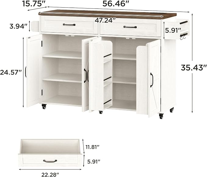 Mobile Kitchen Island, Kitchen Island Cart - Image 2