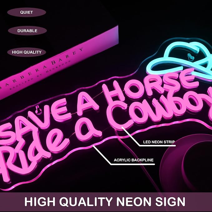 Save A Horse Ride A Cowboy Neon sign Led Signs - Image 3