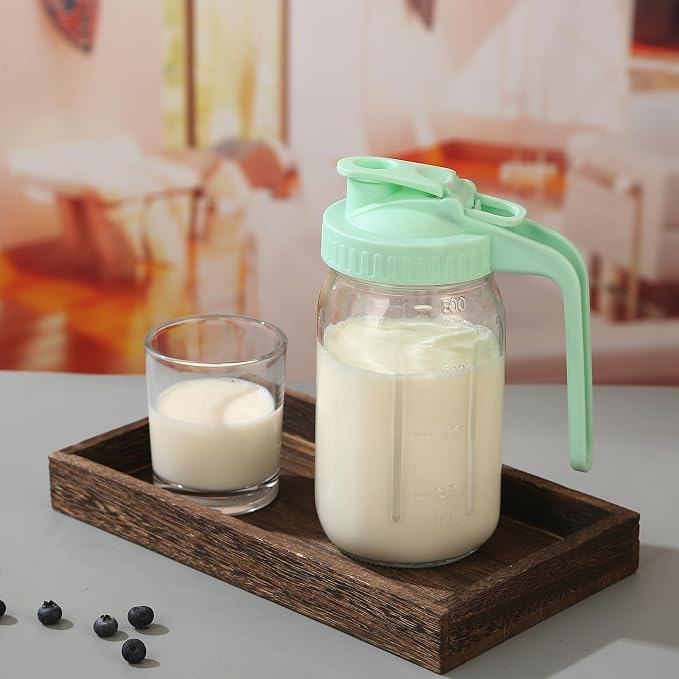 Mihlapi Glass Pitcher with Lid, 64 OZ Mason Jar Pitcher Double Leak Proof - Image 6