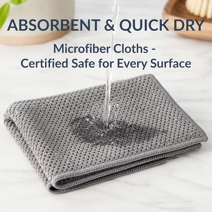 Solyra Non-Toxic Microfiber Kitchen Cleaning Cloths, 6 Pack, 12 x 12 in | - Image 4