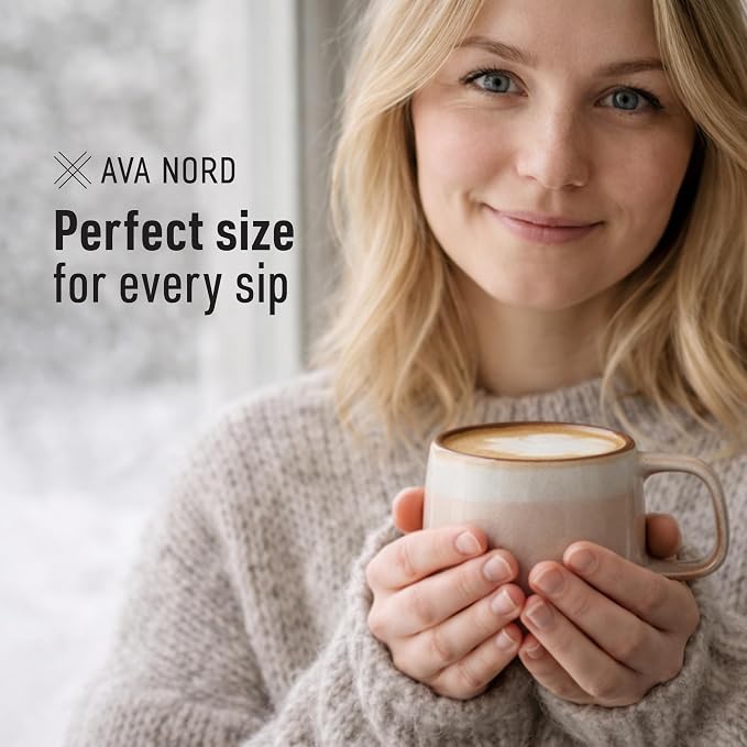 Ava Nord Ceramic Coffee Mugs Set of 4 | 12 oz Stoneware Coffee Cups | Lead-Free - Image 4