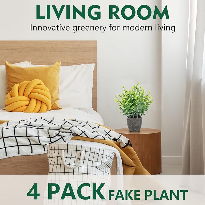 FAVOWREATH 2 Pack Fake Plants Ceramic Mini Artificial Greenery Potted Plants - Image 5