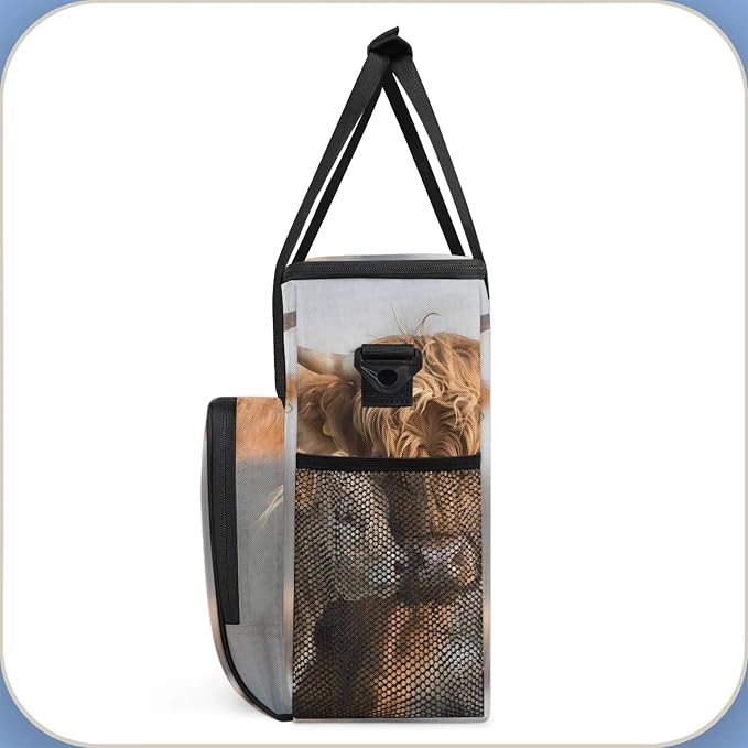Farmhouse Highland Cow Coffee Maker Carring Bag, Large Insulated Storage - Image 4