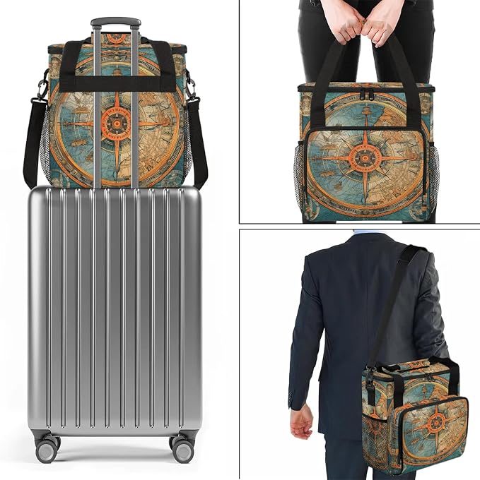 Nautical Ship Compass Coffee Maker Carring Bag, Large Insulated Storage - Image 7