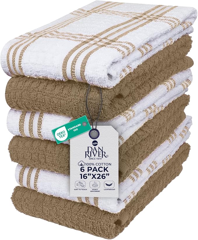 DAN RIVER Premium Tan Kitchen Towels by DanRiver