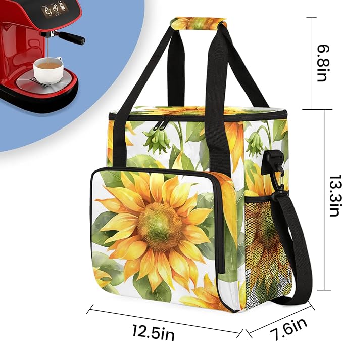 Yellow Sunflower Summer Floral Coffee Maker Carring Bag, Large Insulated - Image 2