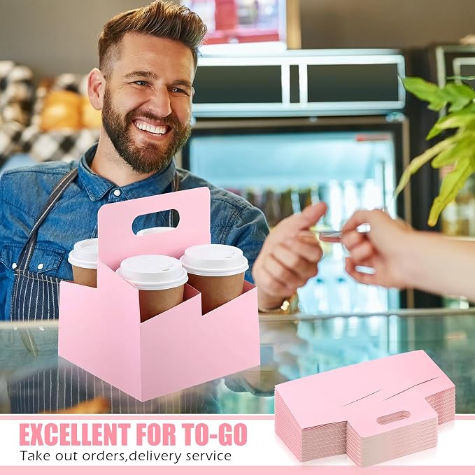 Jetec 50 Pcs 4 Cup Pink Drink Carrier - Image 4