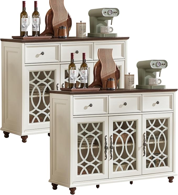 Joaxswe Farmhouse Sideboard Buffet Cabinet Set of 2 by Joaxswe