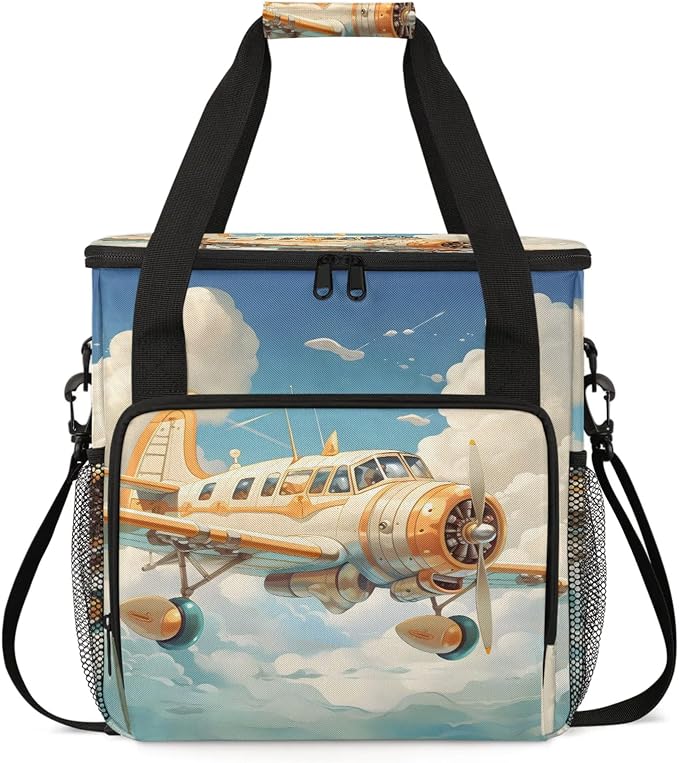 Funny Airplane Coffee Maker Carring Bag, Large Insulated Storage Organizer Case by Home