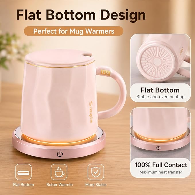 Flat Bottom Coffee Mug for Mug Warmer – 13.5 oz Ceramic Cup - Image 2