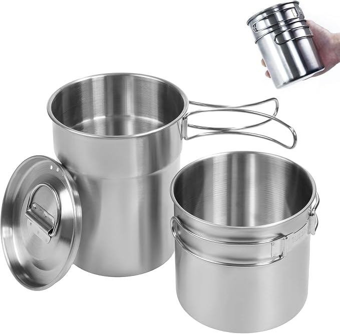 KOKKOYA Foldable Camping Cups Mugs Camping Pot Cookware 304-Food-Grade Outdoor by KOKKOYA