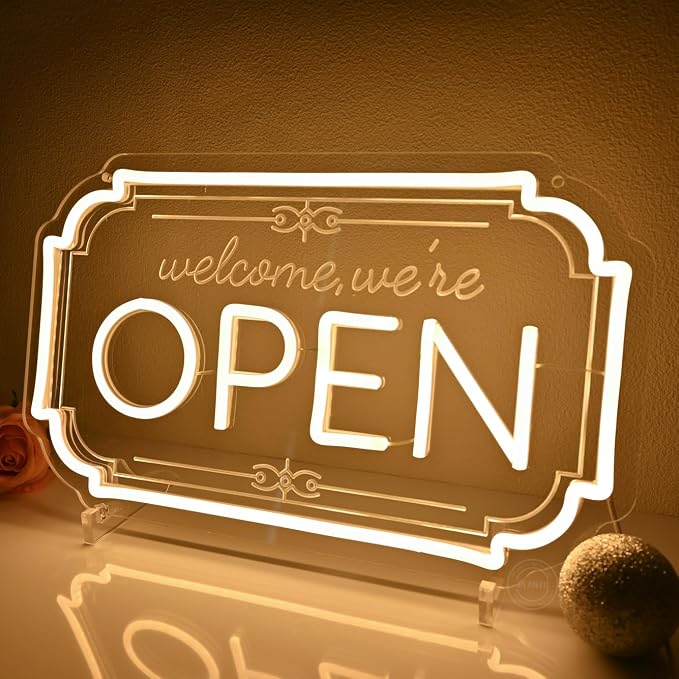 Planzo Led Light Up Neon Open Sign Welcome We Are Open Neon Signs - Image 5