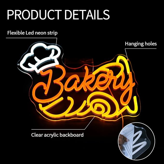 Bakery Neon Sign for Business Decor Dimmable Cake Led Lights Signs Bread Neon - Image 6