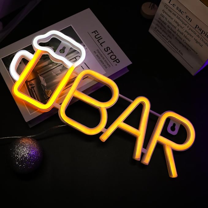 ENUOLI Bar Neon Sign, Beer Neon Light Bar LED Light, USB/Battery Powered Led - Image 2