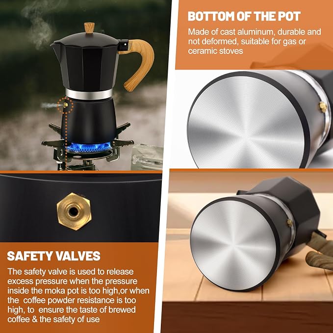 6 Cup Aluminum Espresso Stovetop Moka Pot Express Coffee Maker Percolator - Image 6