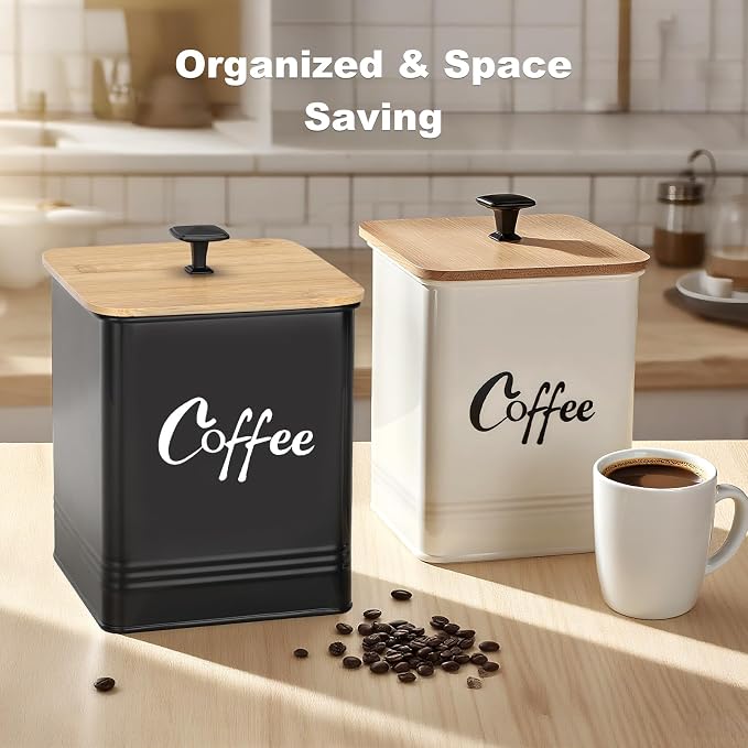 Airtight Coffee Canister-Coffee Container, Airtight 40 oz Large Iron Black - Image 4