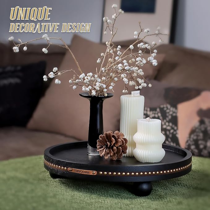 Farmhouse Decorative Round Tray, 11.81 Inch, Versatile Centerpiece Tray - Image 4