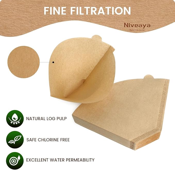 Niveaya Coffee Filters 600 Count, Coffee Filter #4 Cone, Natural Paper Coffee - Image 5