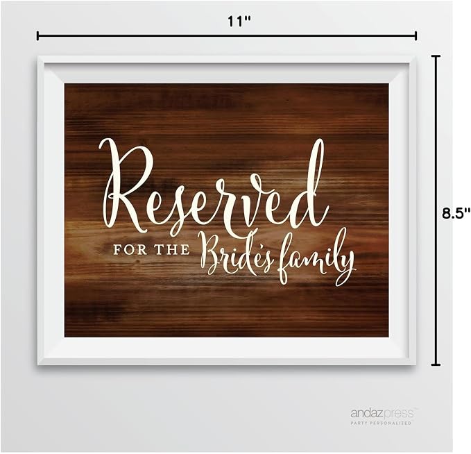 Andaz Press Wedding Party Signs, Rustic Wood Print, 8.5-inch x 11-inch - Image 7