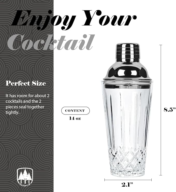 Glass Cocktail Shaker Set with Built-in Strainer - Image 4