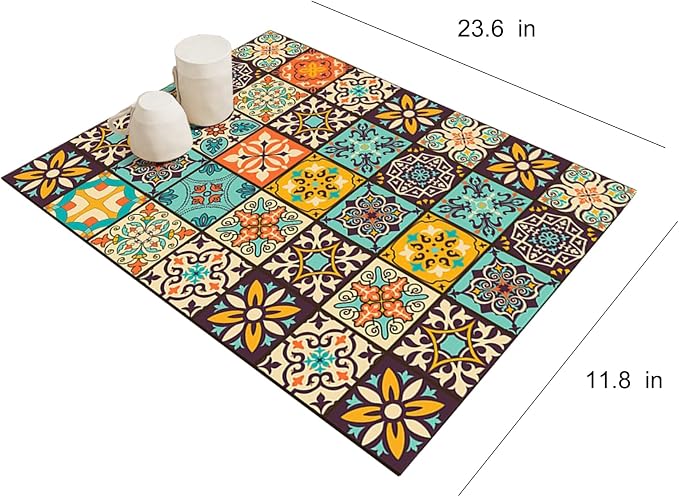Mandala Boho Dish Drying Mats For Kitchen Counter Dryer Coffee Maker Bar Mat - Image 2