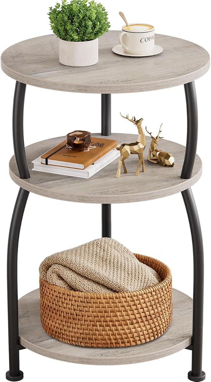 Round Side Table, 3-Tier End Table by designyourhome