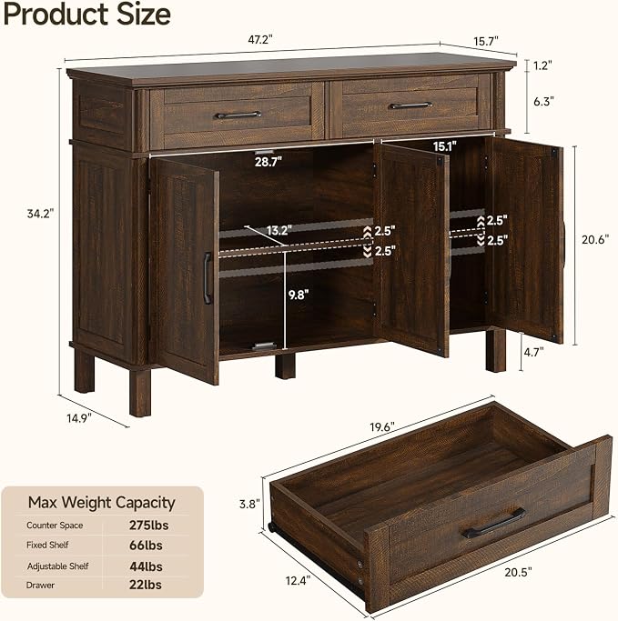 48 Inch Sideboard Buffet Cabinet - Image 2