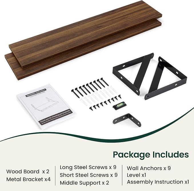 Floating Shelves 8 Inch Deep, 36W x 8D Wall Shelf Set of 2, 60 lbs Heavy Duty - Image 4