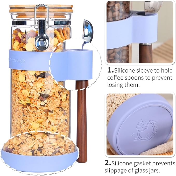 KKC 1.5-Quart Large Glass Nuts Storage Container, Airtight Food Storage Jar - Image 4