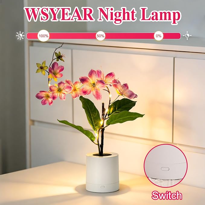 WSYEAR Purple Artificial Jasmine LED Flower Pot - Image 3