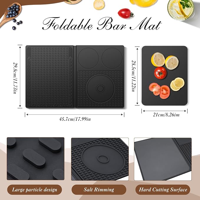 Bar Mat for Countertop Foldable, 12 x 18 Inch Silicone Rubber Coffee Home - Image 5