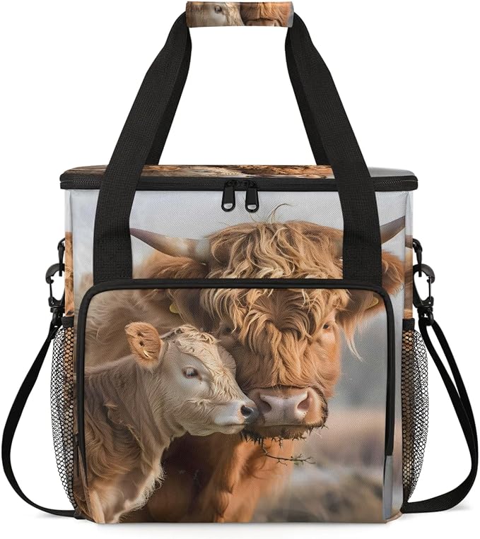 Farmhouse Highland Cow Coffee Maker Carring Bag, Large Insulated Storage by Home