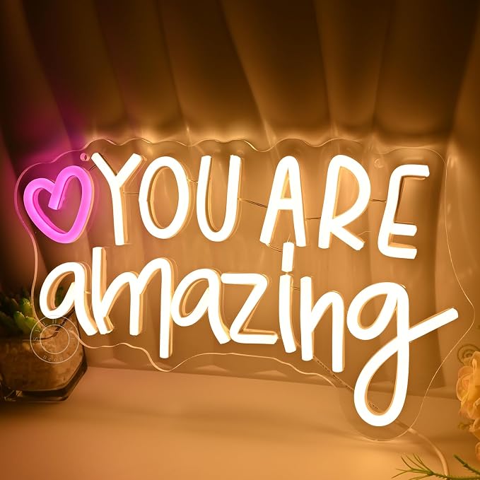 SYLHOME Led Neon Light Sign You Are Amazing Heart Classroom Kids Room Besroom - Image 5