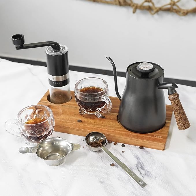 SOTECH Pour Over Coffee Maker Set Chinese Tea Set Wooden Storage Tray Coffee - Image 3