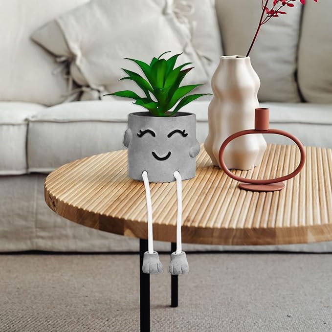 Zerzsy Artificialplant Succulents in Cement Pots - Image 6