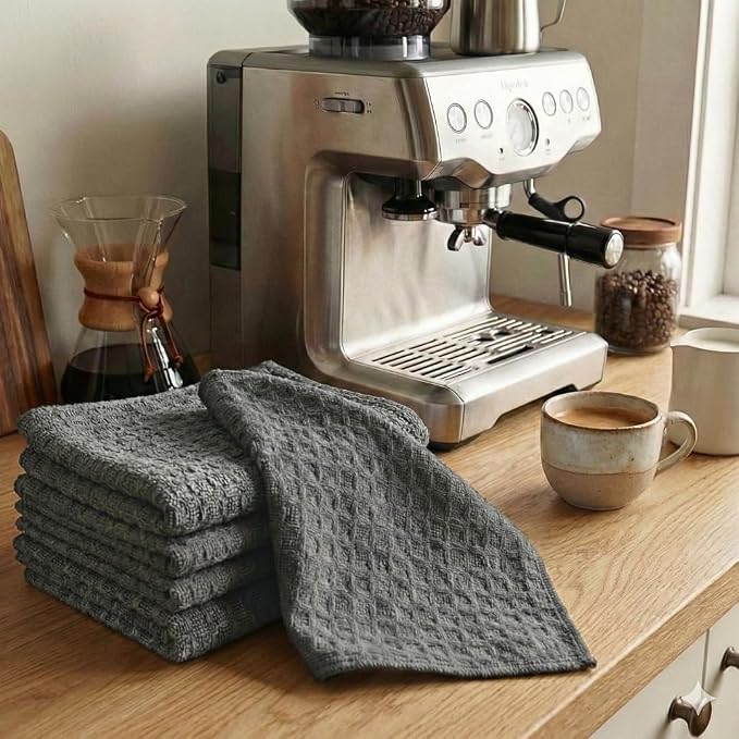 Solyra Barista Towels, 6 Pack, 12 x 12 in, Dark Gray | OEKO-TEX Certified - Image 9