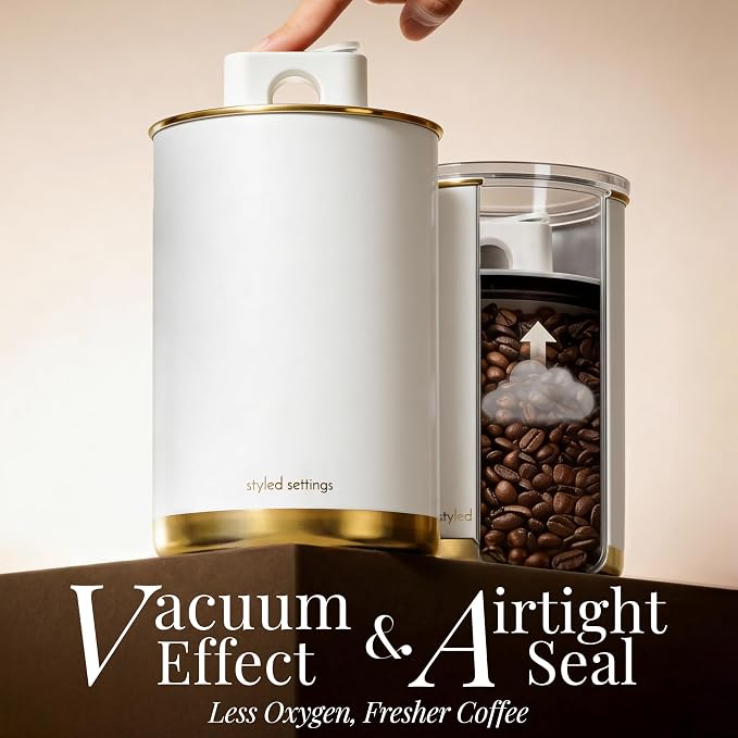 STYLED SETTINGS Vacuum Coffee Container Set – 2 Piece Coffee Jars - Image 2