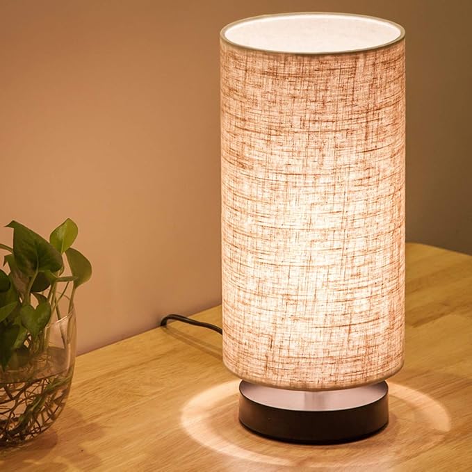 lifeholder Table Lamp, Bedside Nightstand Lamp, Simple Desk Lamp, Fabric Wooden by lifeholder