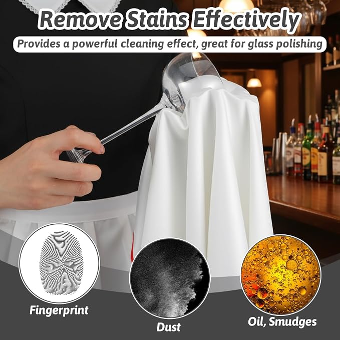 Lemecima 6 Pcs Wine Glass Polishing Cloths Large Microfiber Cleaning Cloths - Image 4