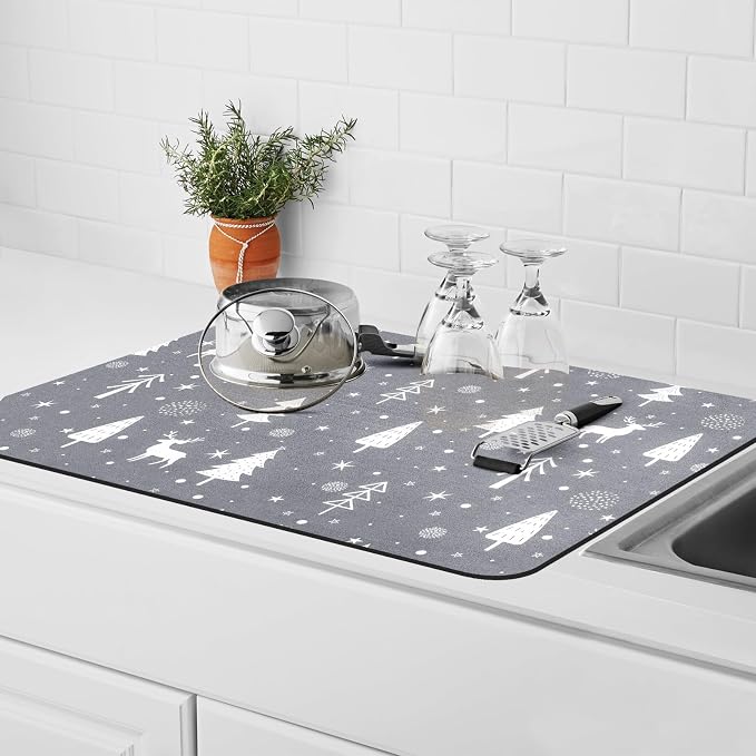 Christmas Dish Drying Mat, Super Absorbent Coffee Mats Fits Under Coffee Maker - Image 8