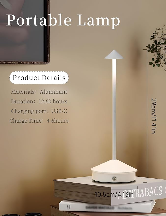 Cordless Table Lamps, LED Rechargeable Desk Lamp, Portable Modern USB Battery - Image 4