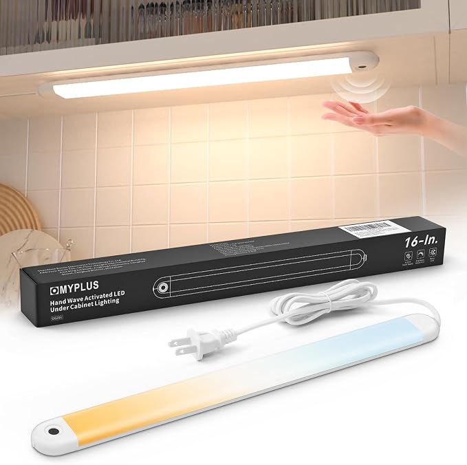 MYPLUS 16" Under Cabinet Lighting, Hand Wave Sensor Under Counter Lights by MYPLUS