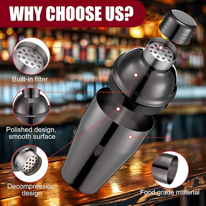 Nitial 6 Pcs Bar Cocktail Shaker Professional Stainless Steel Martini Drink - Image 3