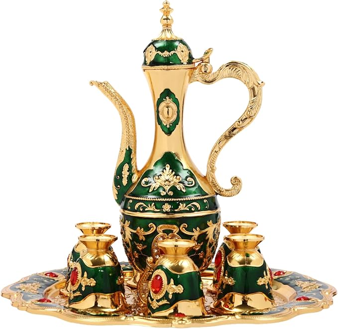 Vintage Turkish Tea Set with Teapot, Tray and 6 Cups, Tea Sets - Image 6