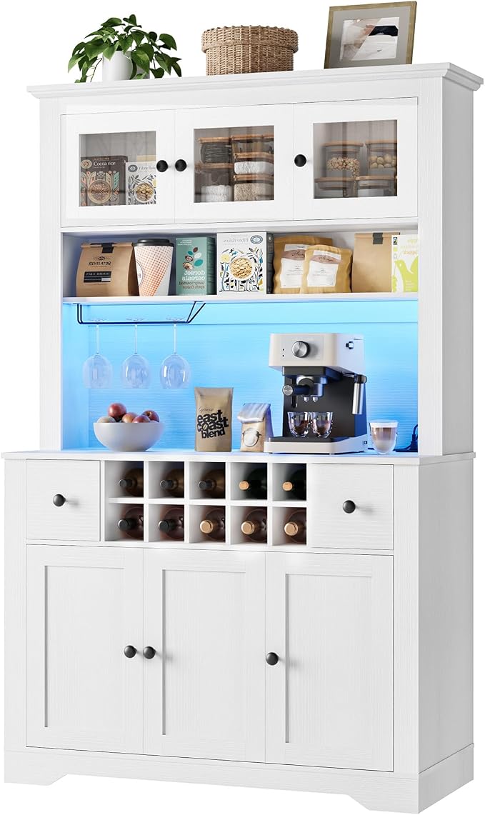 68.7 " Pantry Cabinet with LED Light and Charging Station, Kitchen Pantry by IDEALHOUSE