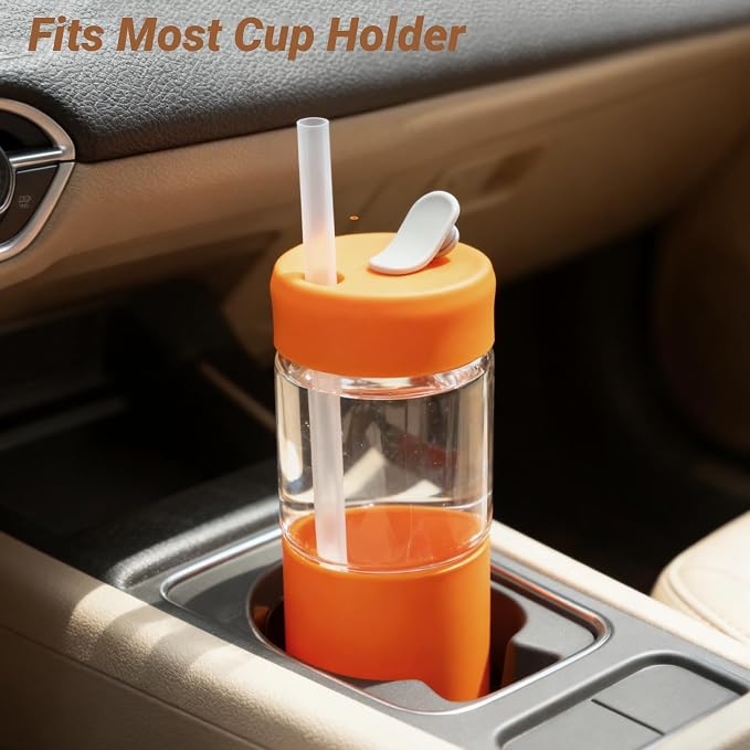 Zenbo 20 oz Glass Tumbler with Silicone Lid & Straw, Reusable Borosilicate - Image 7