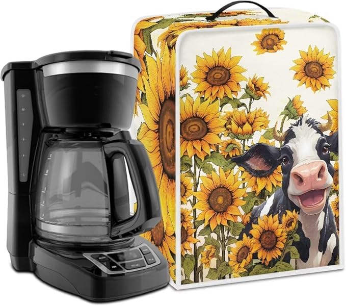 Cow Sunflower Fall Coffee Maker Kitchen Appliance Stain Resistant Dust Cover by Psesaysky