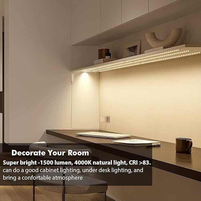WOBANE Under Cabinet Lighting Kit, RF Remote, Hidden Super Bright Daylight - Image 2